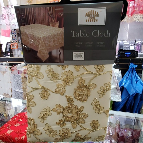 Prestige Heavyweight Fancy Tablecloth Beige 60x120 - Picture 1 of 4